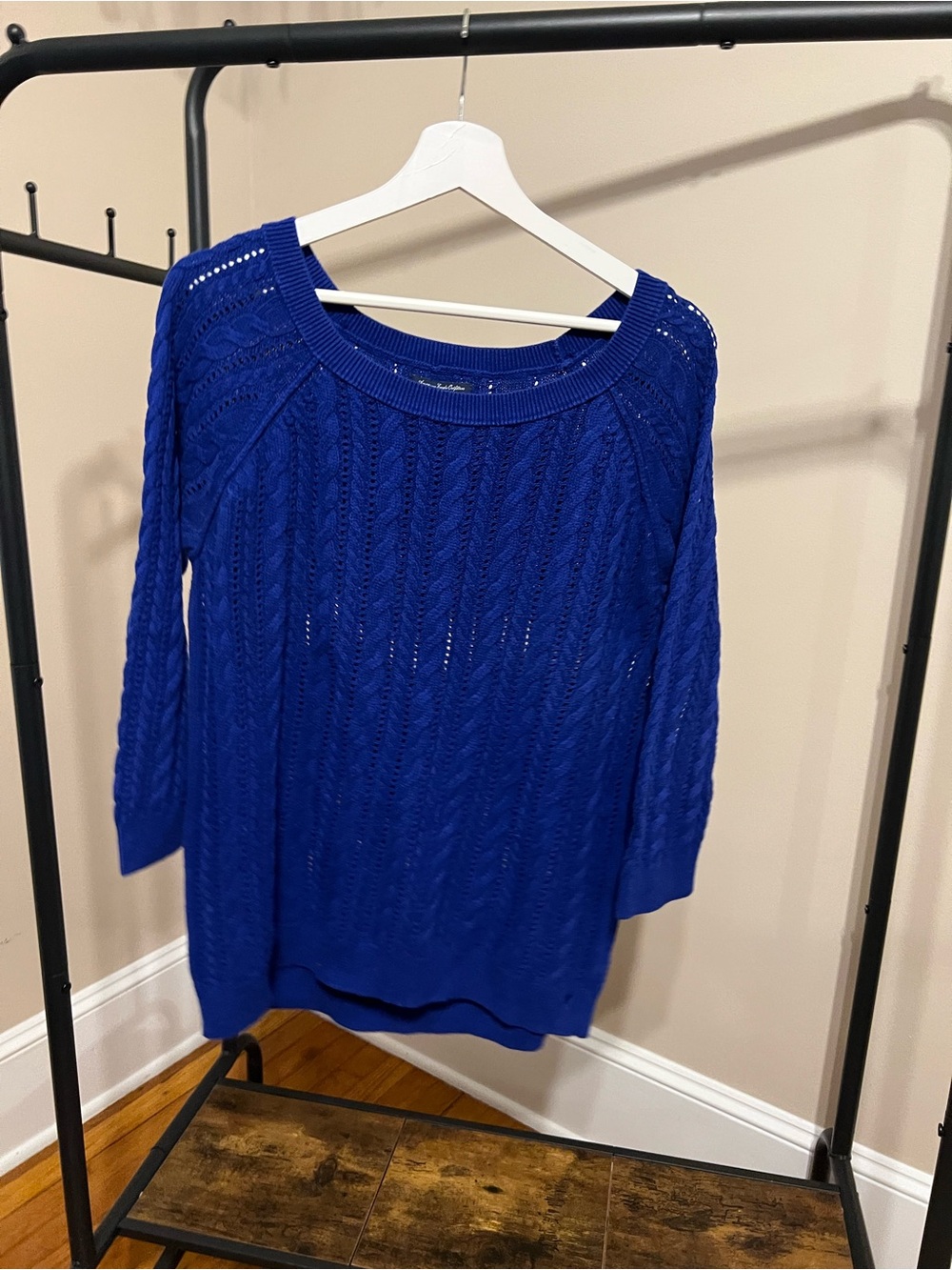 American Eagle Outfitters Cobalt Blue Cable-Knit Scoop Neck Sweater